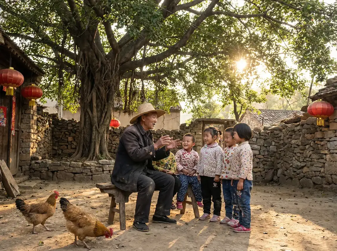 老人在大榕树下给孩子们讲故事 - 最近最新中文字幕高清免费 乡村记忆